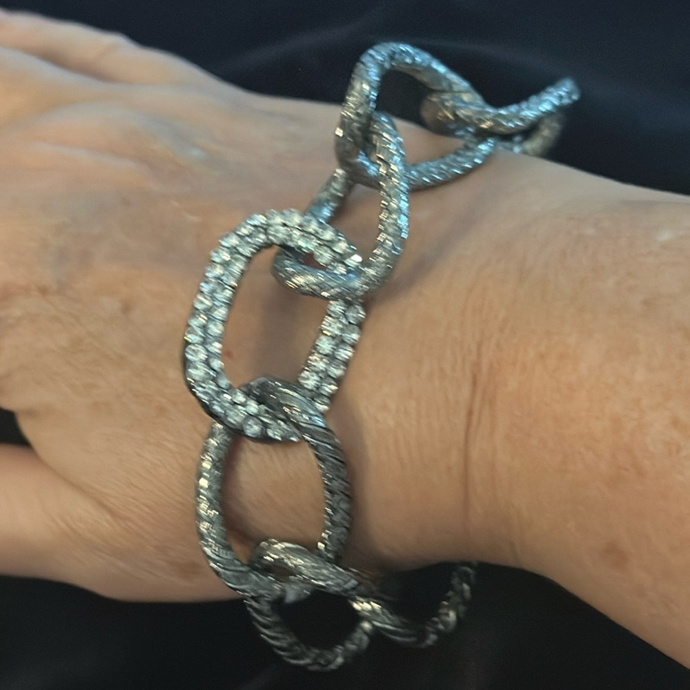 Fashion Jewelry Link Bracelet -Rhinestone Accents